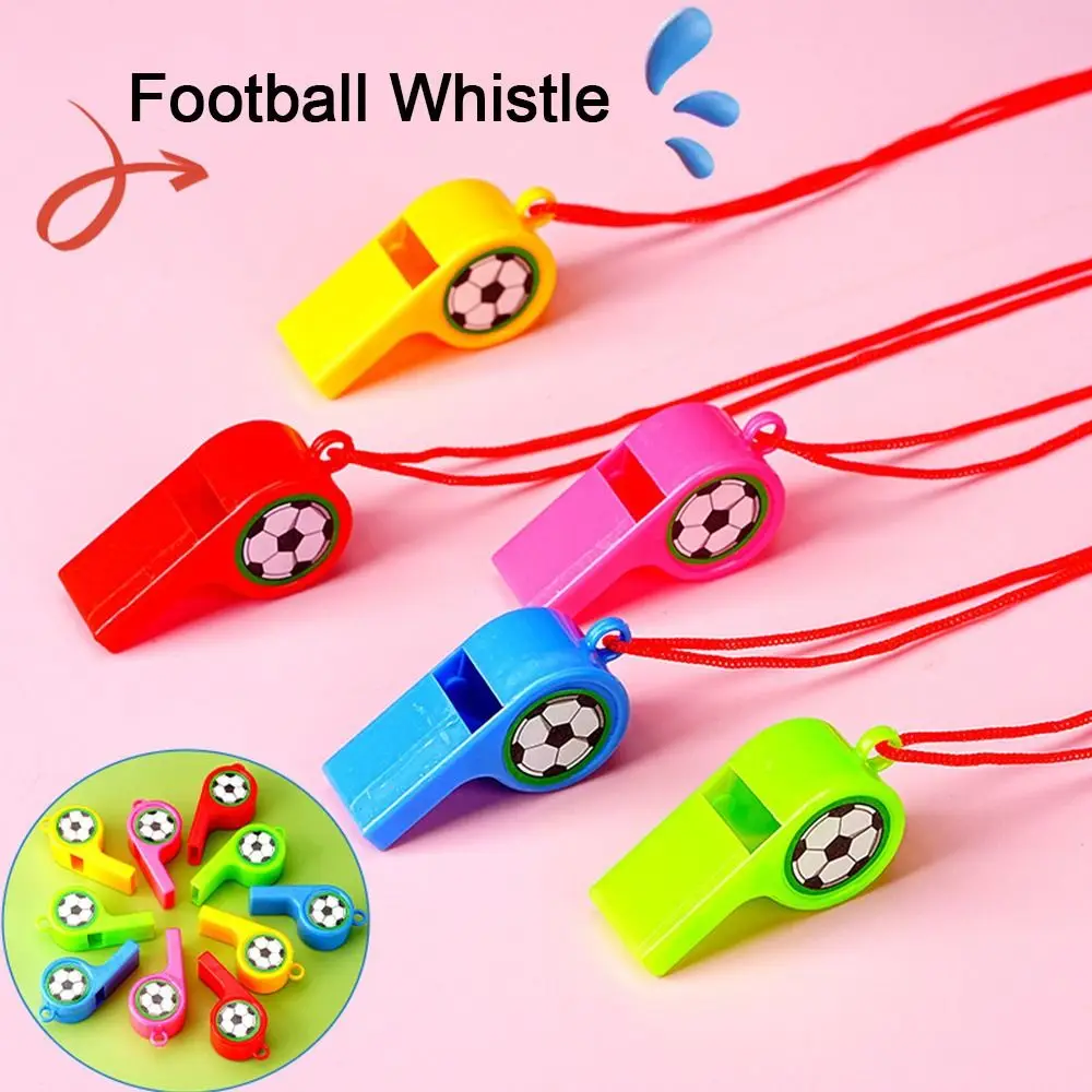 10Pcs with Rope Football Whistle Random Color 2 Styles Cheerleader Cheering Props Whistle Coach Whistle Birthday Party Favors