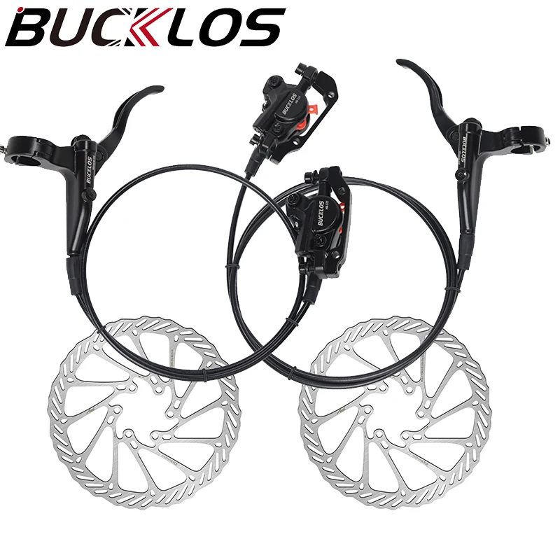 

BUCKLOS Mountain Bike Hydraulic Brakes Bicycle Oil Pressure Disc Brake Set 800/1500mm Bike Front Rear Brake Caliper/Lever