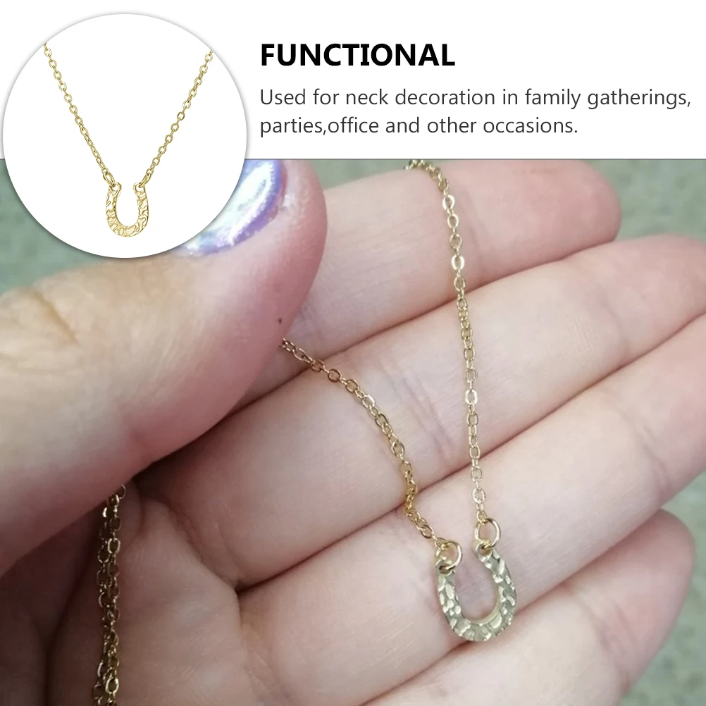 U-shaped Pendant Necklace Clavicle Chain Korean Version Golden Stainless Steel Women Decoration