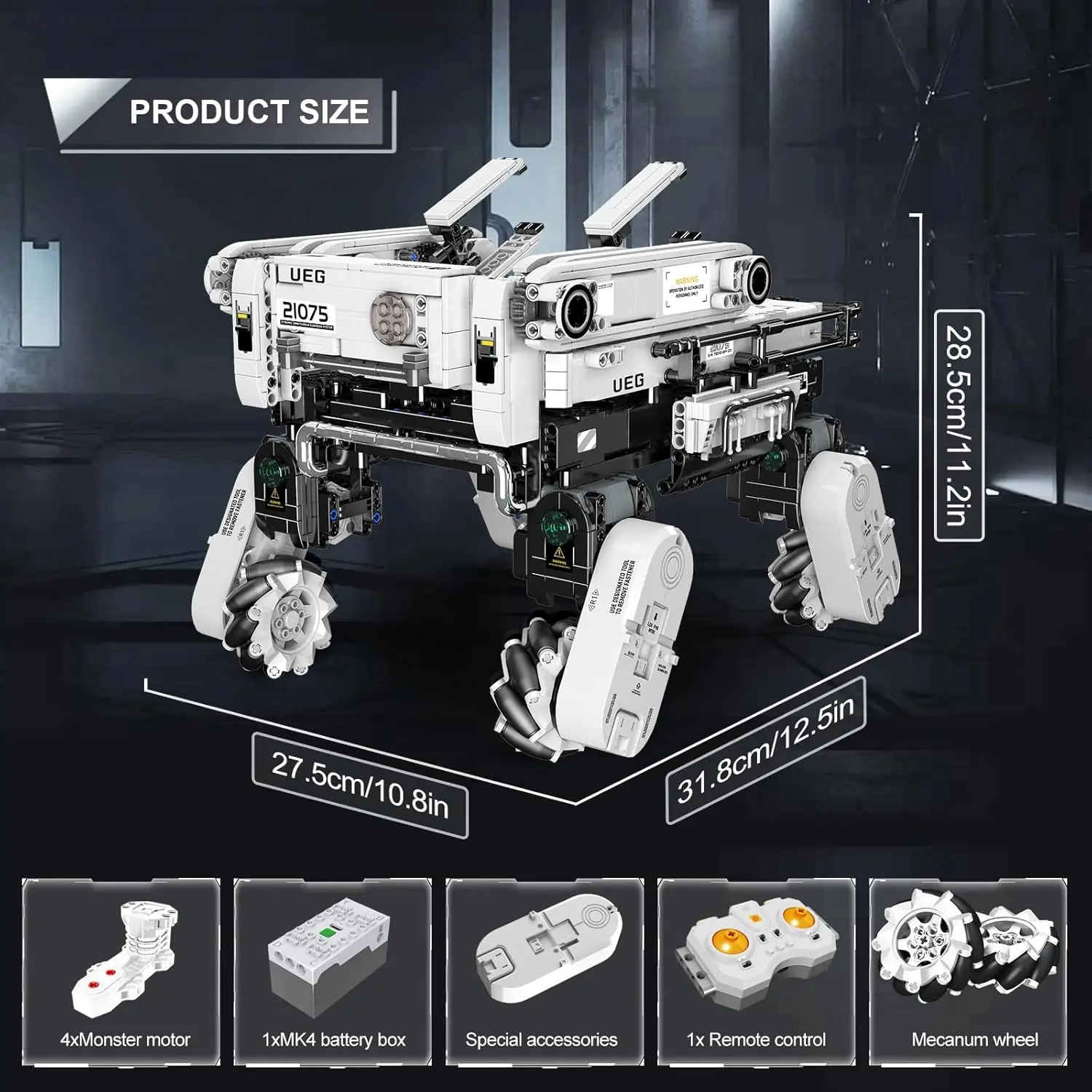 21075 blocos de construção de cachorro robô, 1887 peças de brinquedo de módulo lunar para adultos e crianças, kits de modelo de aeronave DIY, módulo de potência e Educa