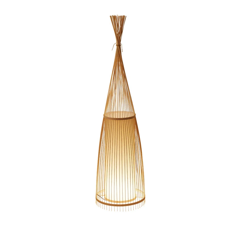 

Creative new natural bamboo LED floor lamp living room tea room club indoor home lighting