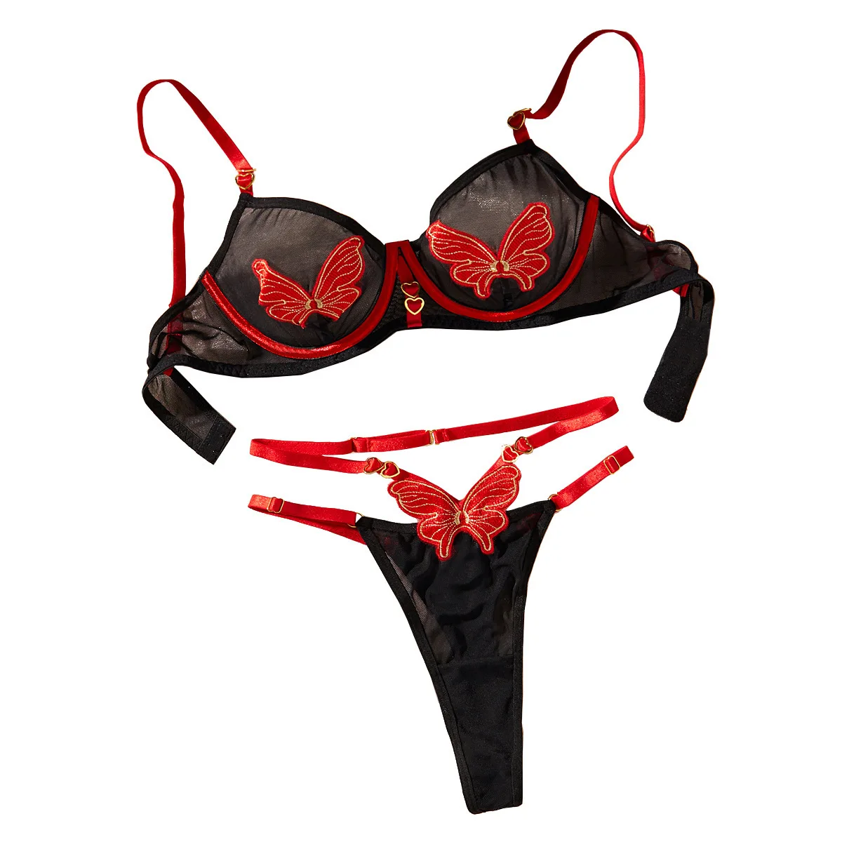

Lingerie Set 2 Piece for Women Romantic Bow Tie Design Adjustable Straps Sexy Underwear Set Spicy Outfit
