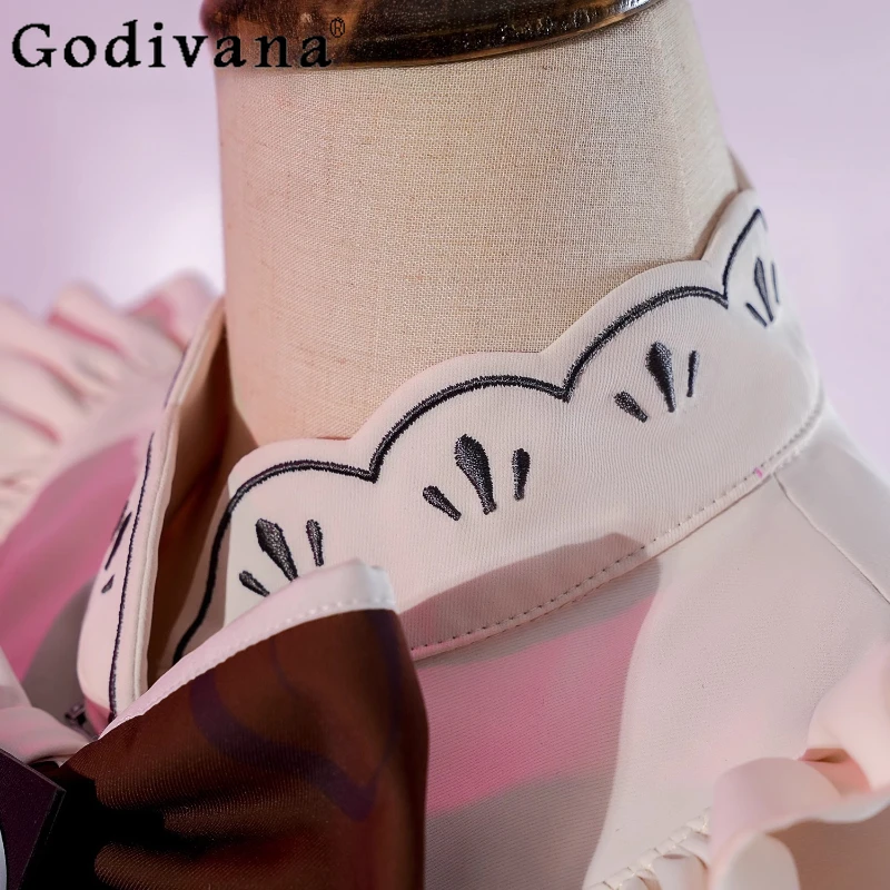 Damski Słodki Zestaw Sukienki w Japońskim Stylu z Kokardą Słodka Dziewczyna Lolita Cos Outifits Ubrania Garnitur Kawaii Krótki Rękaw Kostium Cosplay