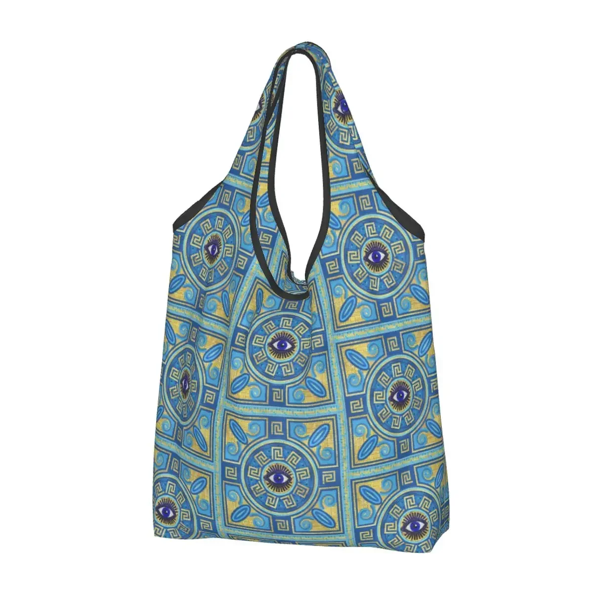 

Fashion Evil Eye Shopping Tote Bags Portable Mediterranean Culture Groceries Shopper Shoulder Bag