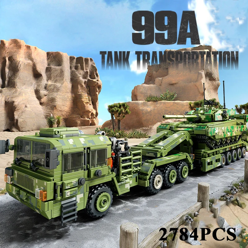 

2784cs Military 99A Main Battle Tank Transport Vehicle Model Building Blocks WW2 Chinese Army Weapons MOC Bricks Toys Adult Gift