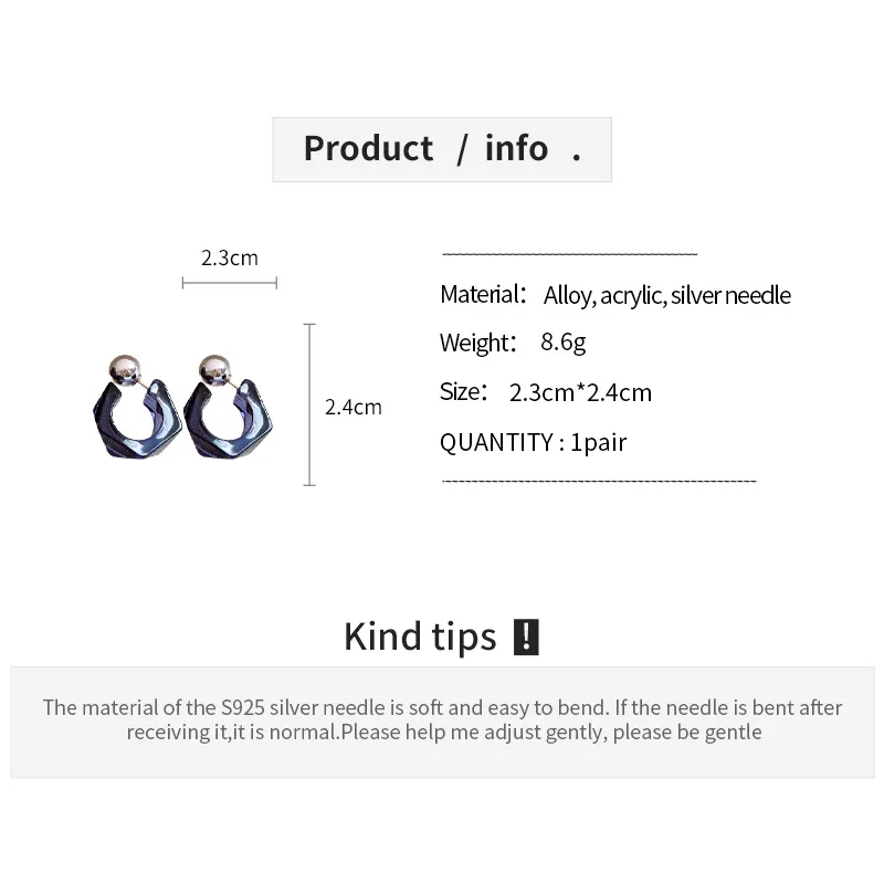 Orecchini a cerchio a forma di C geometrici in acrilico trasparente della nuova Corea per le tendenze delle ragazze Orecchini pendenti Regali di gioielli da viaggio per feste