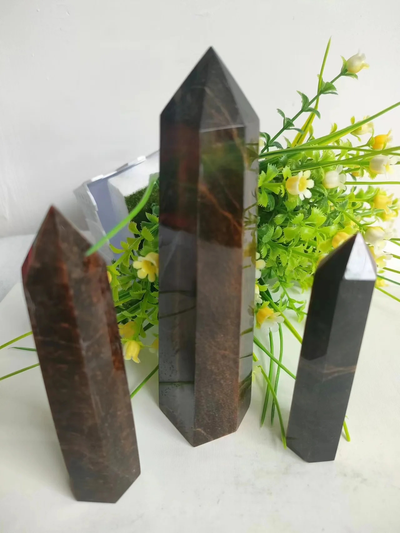 5-9cm Natural Crystal Wand Tiger Eye Quartz Point Plating Gemstone Tower Mineral Specimen Healing