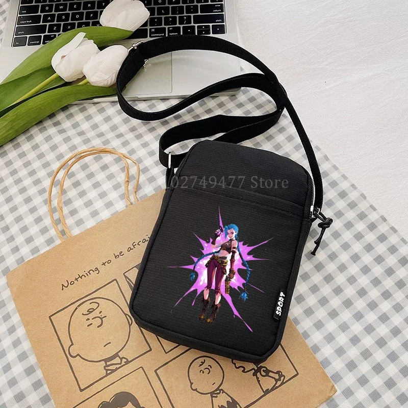 Anime Arcane League of Legends LOL Jinx Mobile Crossbody Bag Women's Shoulder Bag Large Capacity Daily Travel Storage Bag