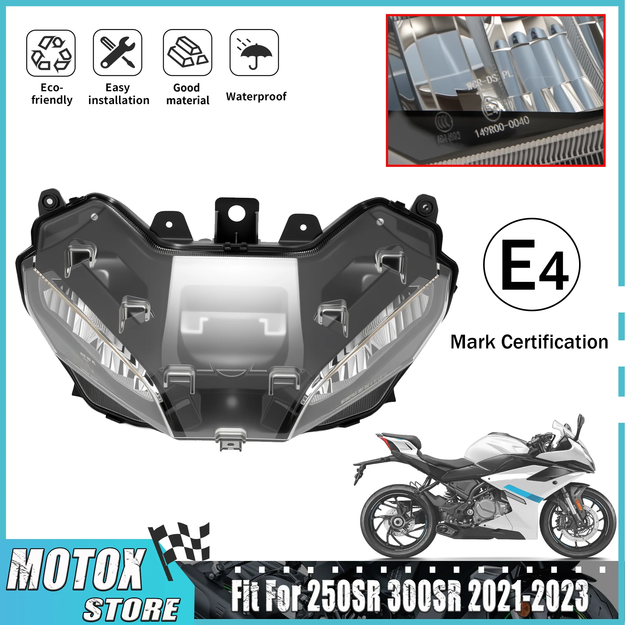 Motorcycle Headlight Fit For 2020 - 2023 2022 2021 CFMOTO 250SR SR250 300SR LED Headlamp Assembly SR 250 SR 300 SR Head light