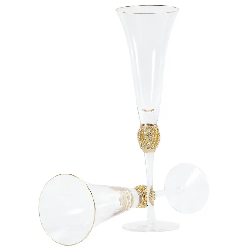 ABVJ-Decorative Glasses Long Stem Champagne Flutes Cocktail Glass 2Pcs Champagne Glass