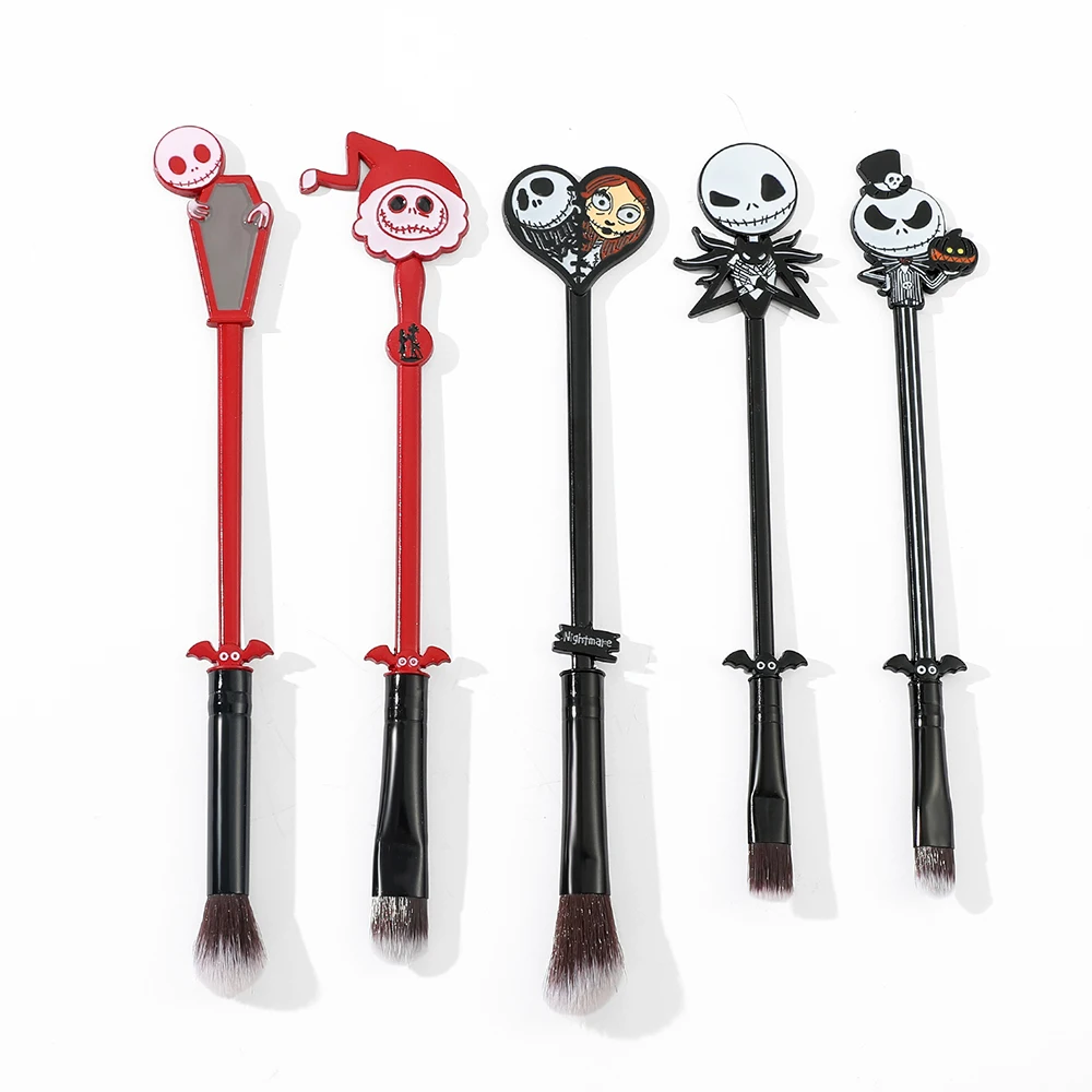 5pcs/Lot Movie The Nightmare Before Christmas Makeup Brushes Jack Skellington Skull Cosplay Props Beauty Tool