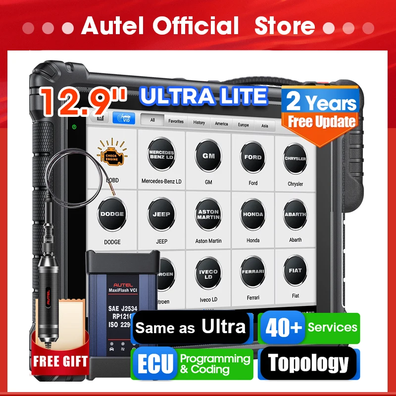 

Диагностический сканер Autel MaxiCOM Ultra Lite, 2-летнее бесплатное обновление, кодирование программирования ECU, такая же, как MaxiSys Ultra Motor TruSpeed Top