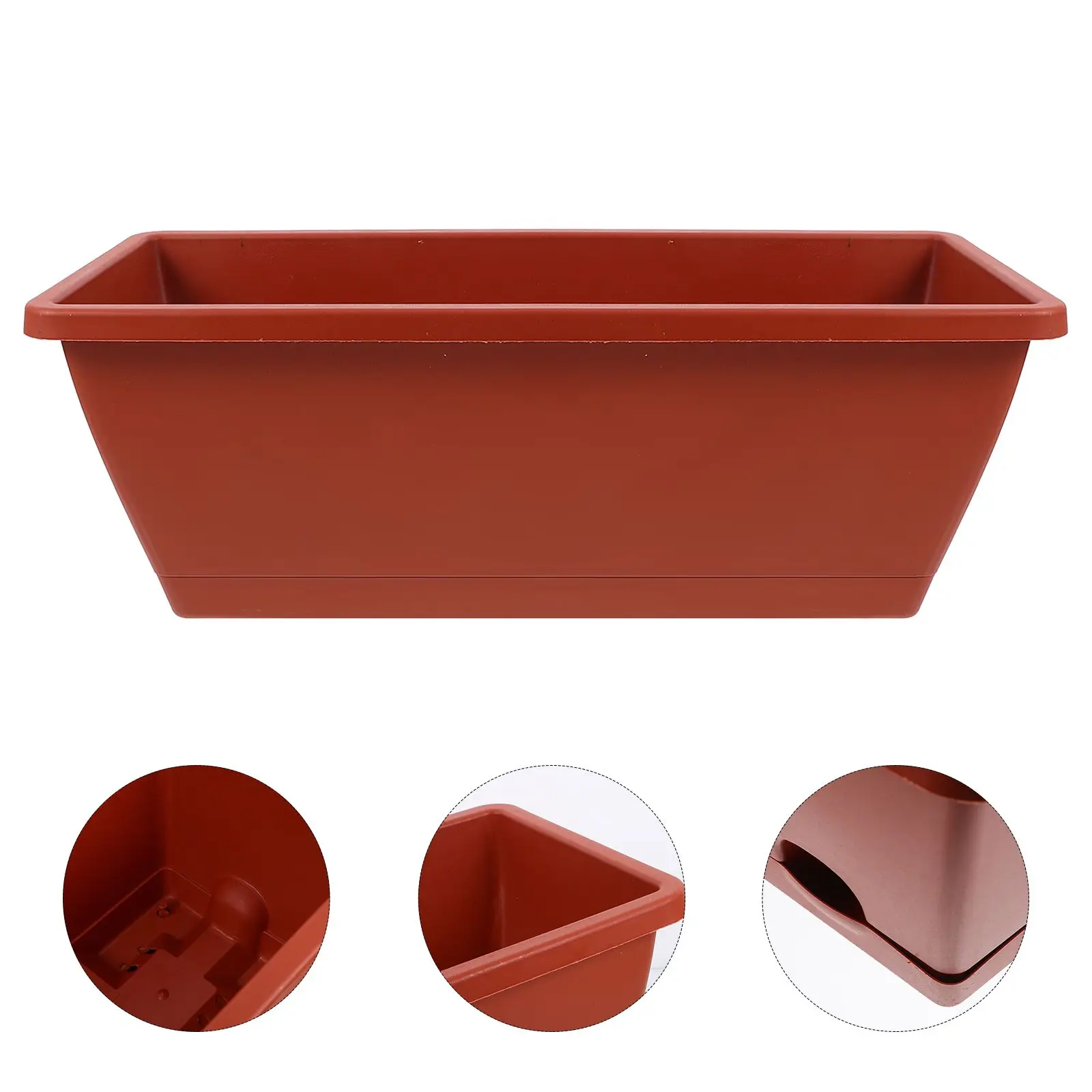 Macetas rectangulares para bonsái, macetas grandes de 43cm x 15cm x 17cm, macetas de plástico rojo de ladrillo, contenedores de jardinería, planta para balcón, 6 uds.