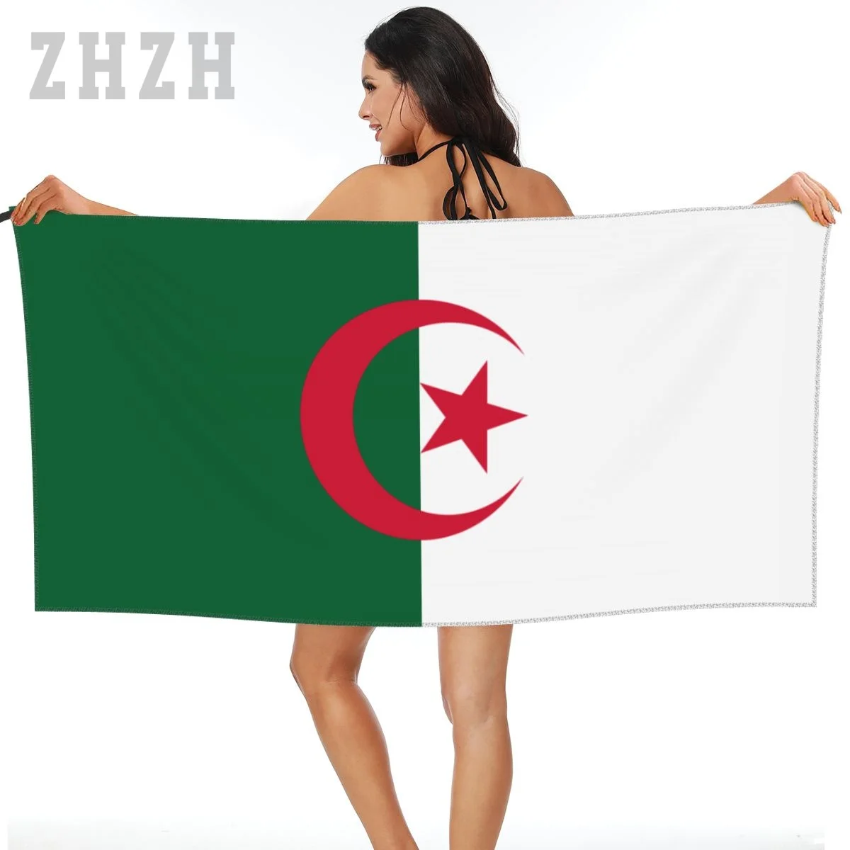 More Design Algeria Flag Emblem Bath Towel Quick dry Microfiber Absorbing Soft Water Breathable Beach Swimming Bathroom