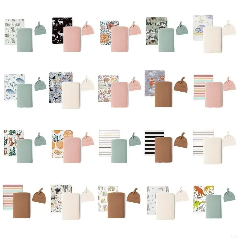 

F19F 3Pcs/set Newborns Baby Wrap Cloth Thin Blanket with Matching Hat Shower Gift