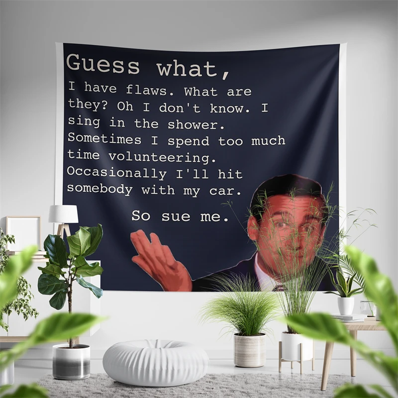 Aertemisi Michael Scott Quotes The Office US Tapestry Wall Hanging Art for Bedroom Living Room Decor Party Backdrop