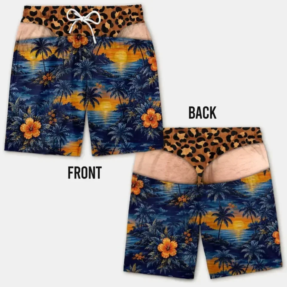 Lustige 3D-Shorts mit Haarigem Po-Print für Männer, Elastischer Kordelzug, Neuartige Badehose, Schnelltrocknend, für Poolparty und Urlaub, XXS-6XL – Detail 7