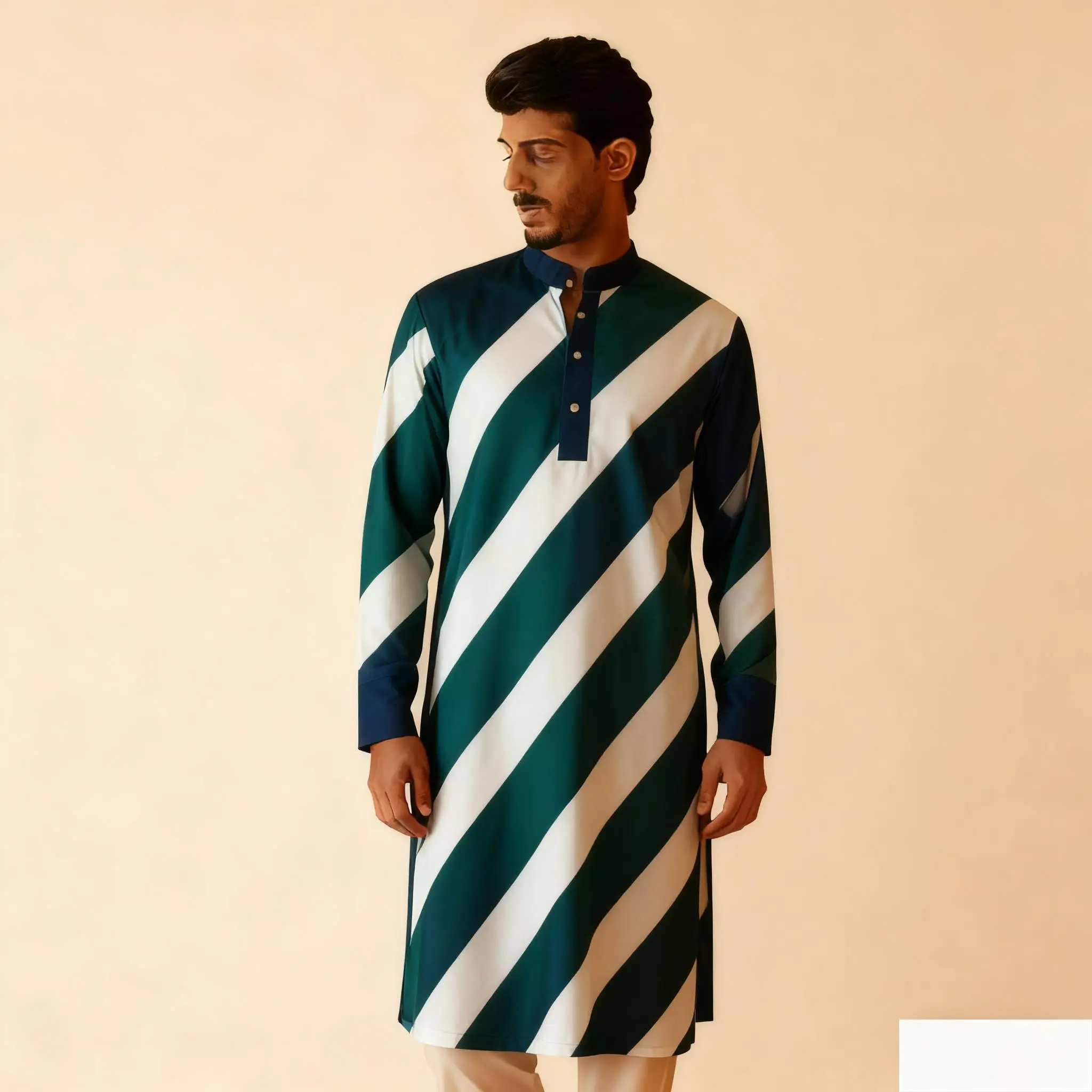 الرجال الرقمية المطبوعة كورتا فاردهة منتظم صالح اليوسفي طوق طويل مناسبة الشرق الأوسط تونكا Musulmana Para Hombre #2