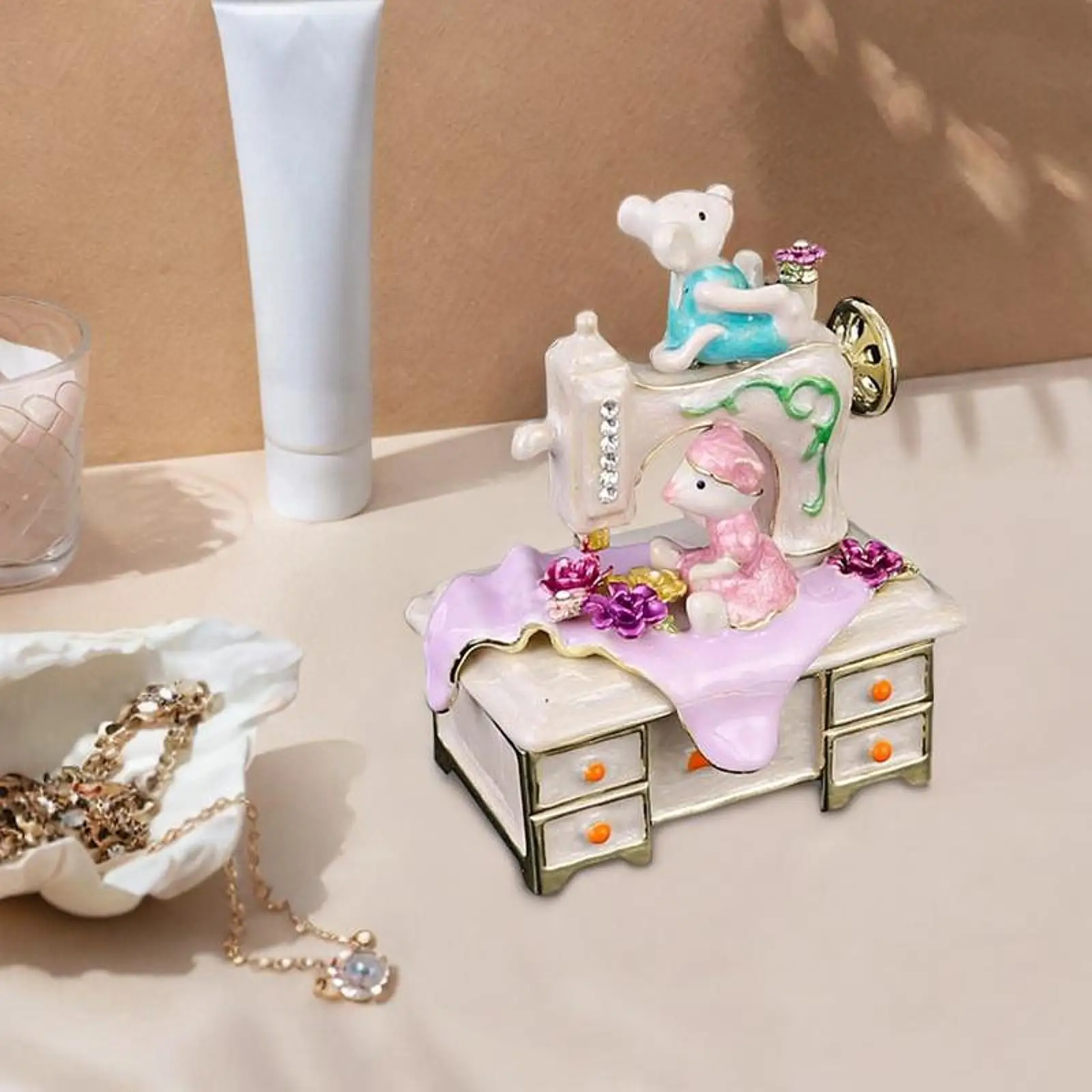 

Enamel Jewelry Box Art Crafts Collectible Cute Metal Keepsake Earring Holder