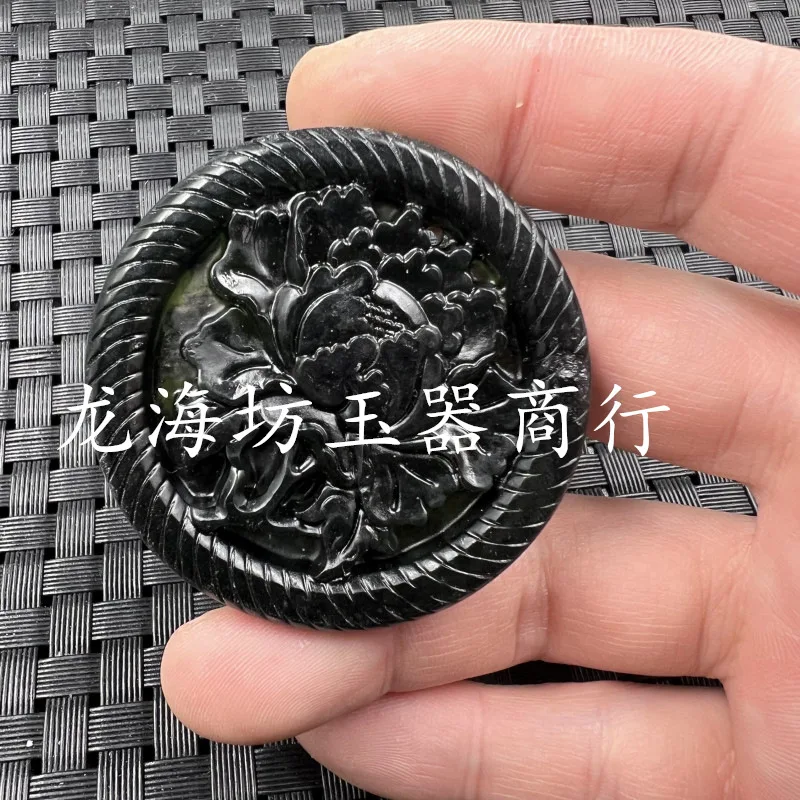 Xinjiang Hetian Ink Jade Goddess Jade Pendant Dark Green Serpentine Jade Pi Xiu Pendant Double Dragon Wall Pendant Jade Car Hang