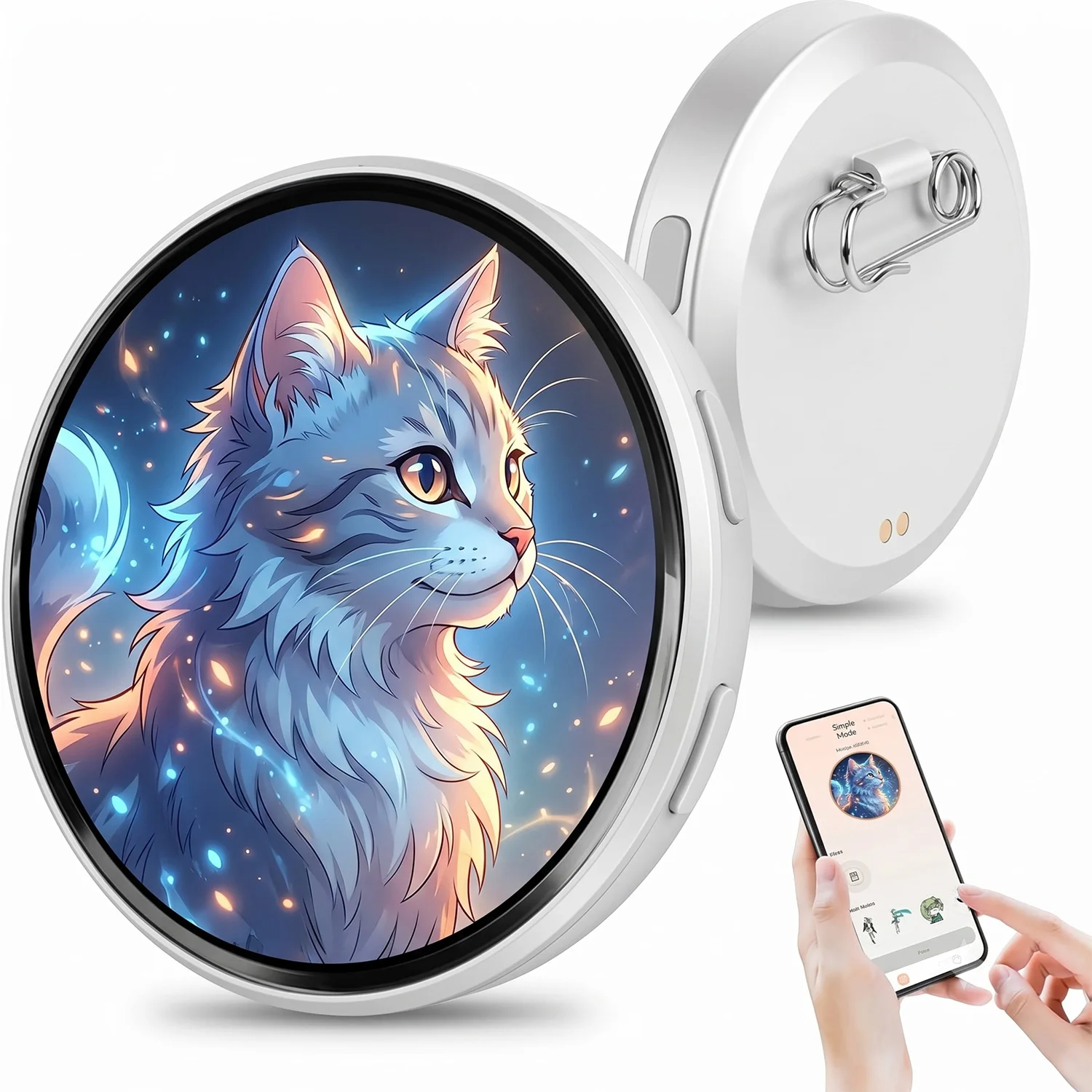 E-Badge DIY JPG GIF Video Dynamic Display Badge Anime Digital Display Badge Phone APP User-defined Picture USB Badge