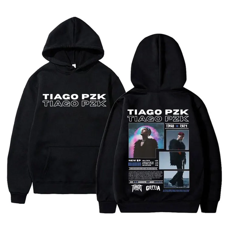 Rapper Tiago Pzk Double Sided Graphic Hoodie Men's Fashion Vintage Tracksuit Men Women Hip Hop Oversized Sweatshirt Streetwear