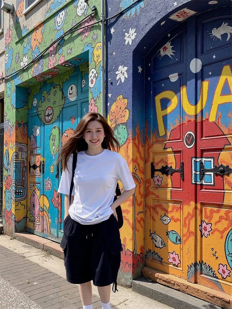 Shorts mit weitem Bein und mehreren Taschen für Damen, Vintage-Stil, Grunge, Gothic, Punk, Schwarz, modisch, Emo, japanische Y2K-Hotpants, Sommer, Straße, trendig