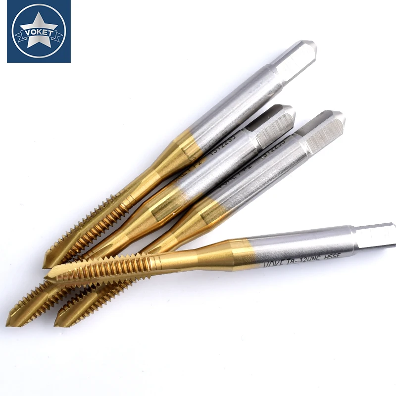 VOKET HSSE-M35 With Tin Spiral Pointed Tap UNC 1-64 2-56 3-48 4-40 5-40 6-32 8-32 10-24 12-24 1/4 5/16 3/8 1/2 3/4 Thread Taps