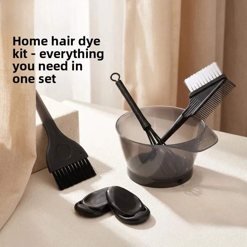 5 Piece Hair Dye Coloring Tool Kit Mixing Bowl Brush Comb Ear Covers Thickened Gray Salon Home Hair Tint Set Reusable 염색 도구 세트