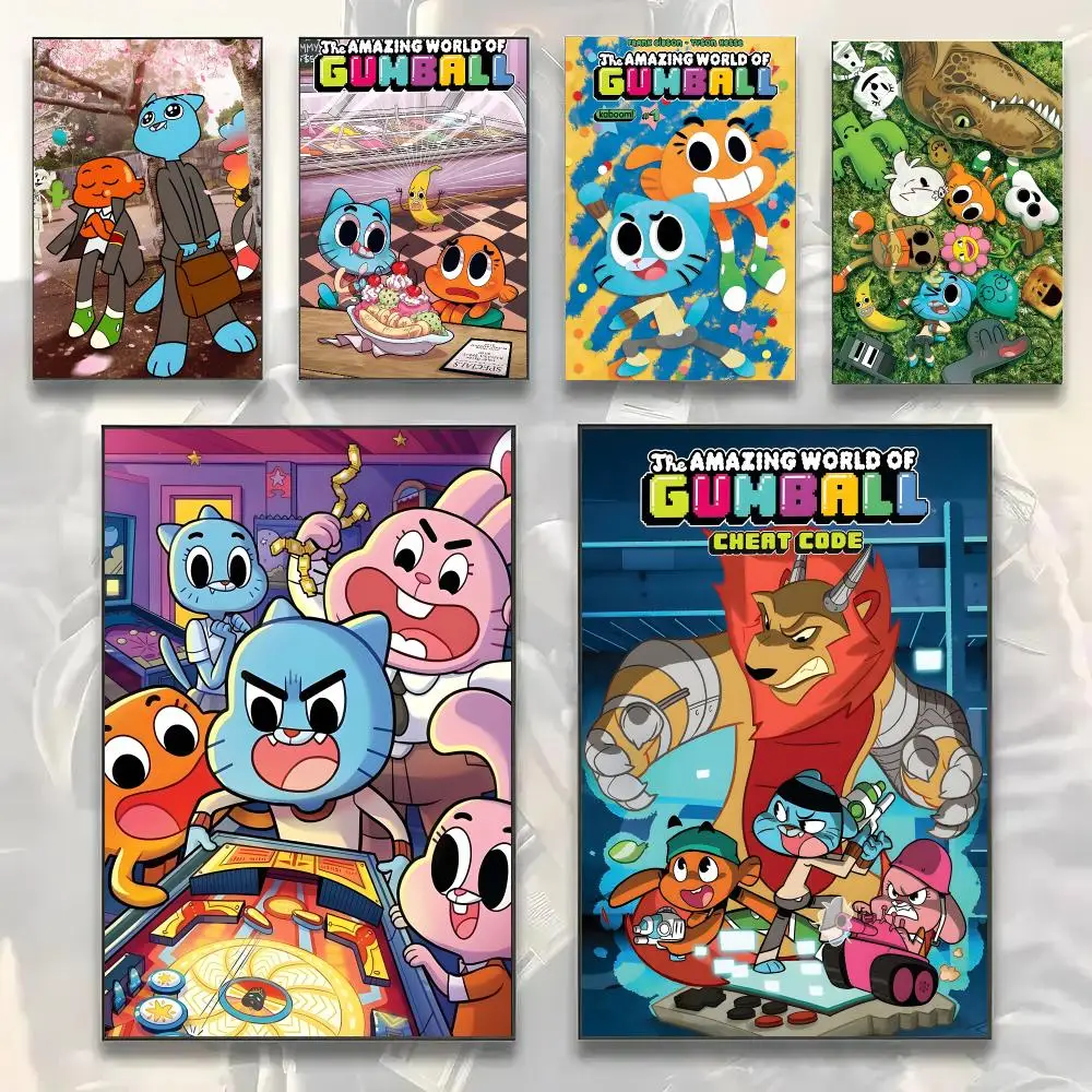 Fashion T-The Amazing World Of Gumball Anime Poster Painting Prints Wall Art Picture Film Room Home Bar Cafe Decor Home Mural