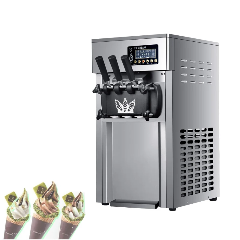 Small Digital Display Ice Cream Machine Ice Cream Sorbet Freezing Equipment Three Flavor Soft Ice Cream Machine