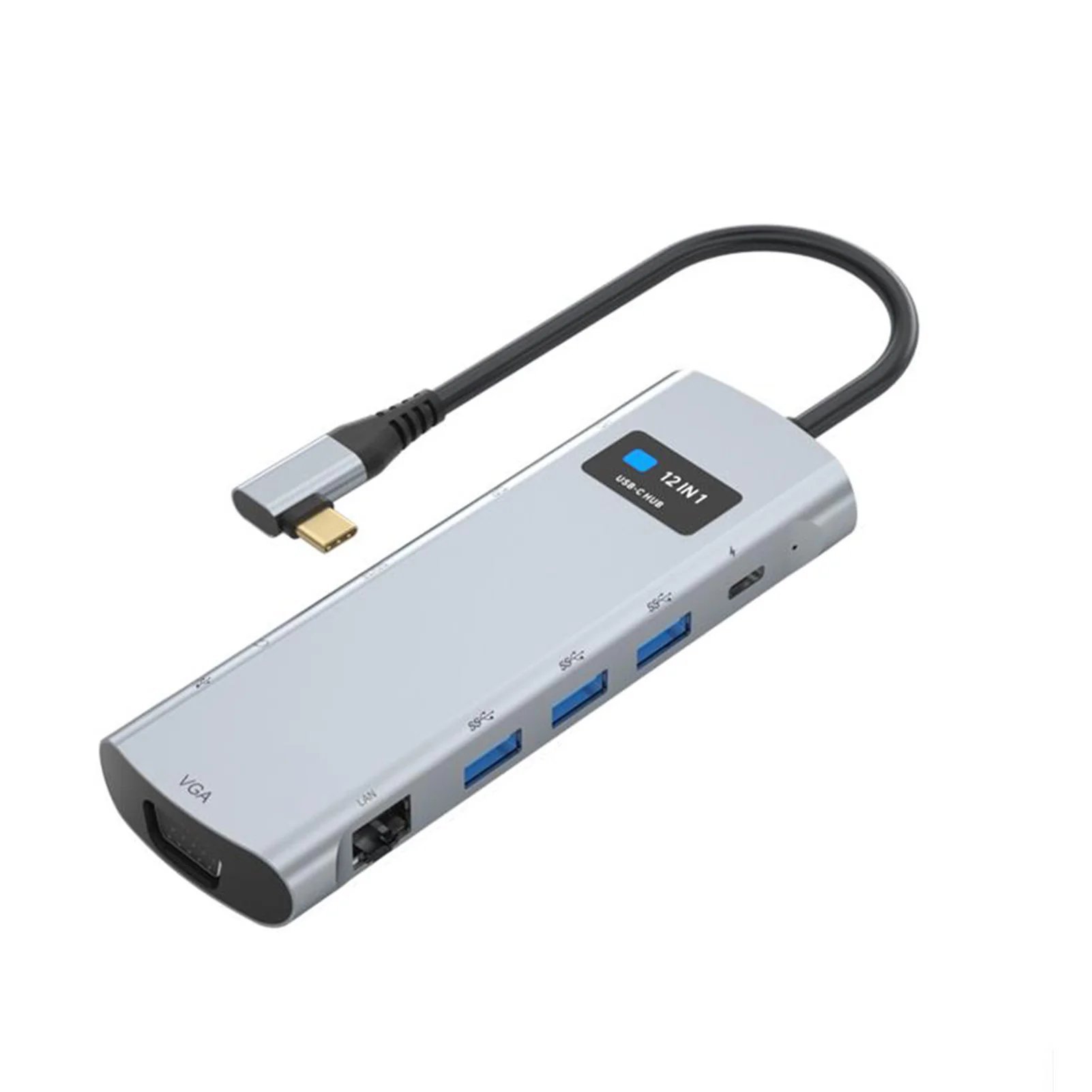12-In-1 Hub Type C/M to PD USB3.0*3 Type C/F SD/TF RJ45 3.5mm Audio HD VGA Support MST Function 4