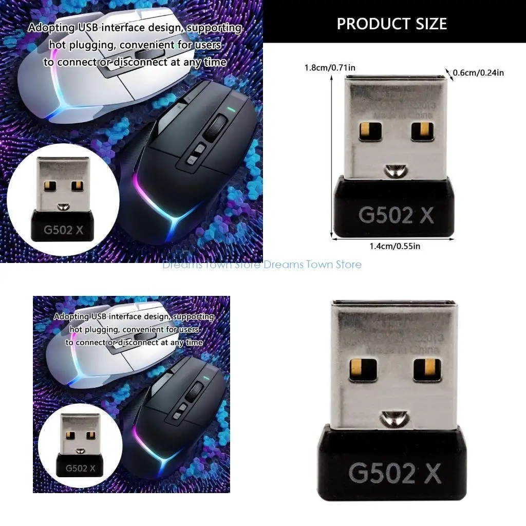

HX6A Lightweight USB Dongle for G502 X / G502 X PlusLightspeed Mouse Receiver for Ensuring Optimal Performances Mouse Adapter
