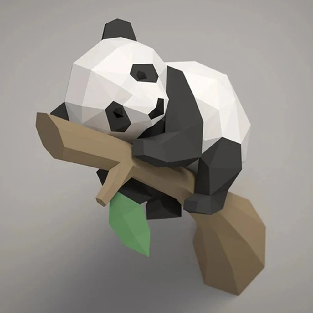 3D Animal Paper Model,Panda on the Tree Geometric Origami for Home Decor,Wall Decoration,Educational Kids Toys,A