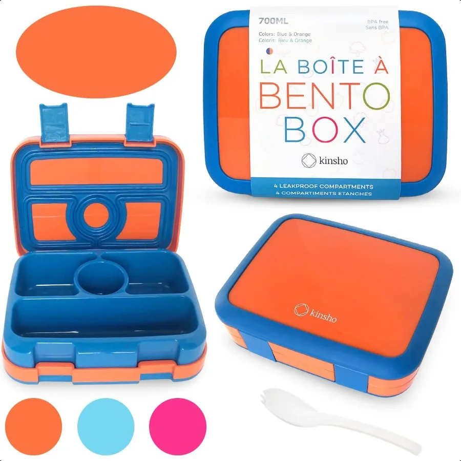 

Bento Lunch Box for Toddlers Boys 5 Portion Sections Secure Lid Microwave Safe BPA Free Removable Tray PreSchool Kid Daycare Lu