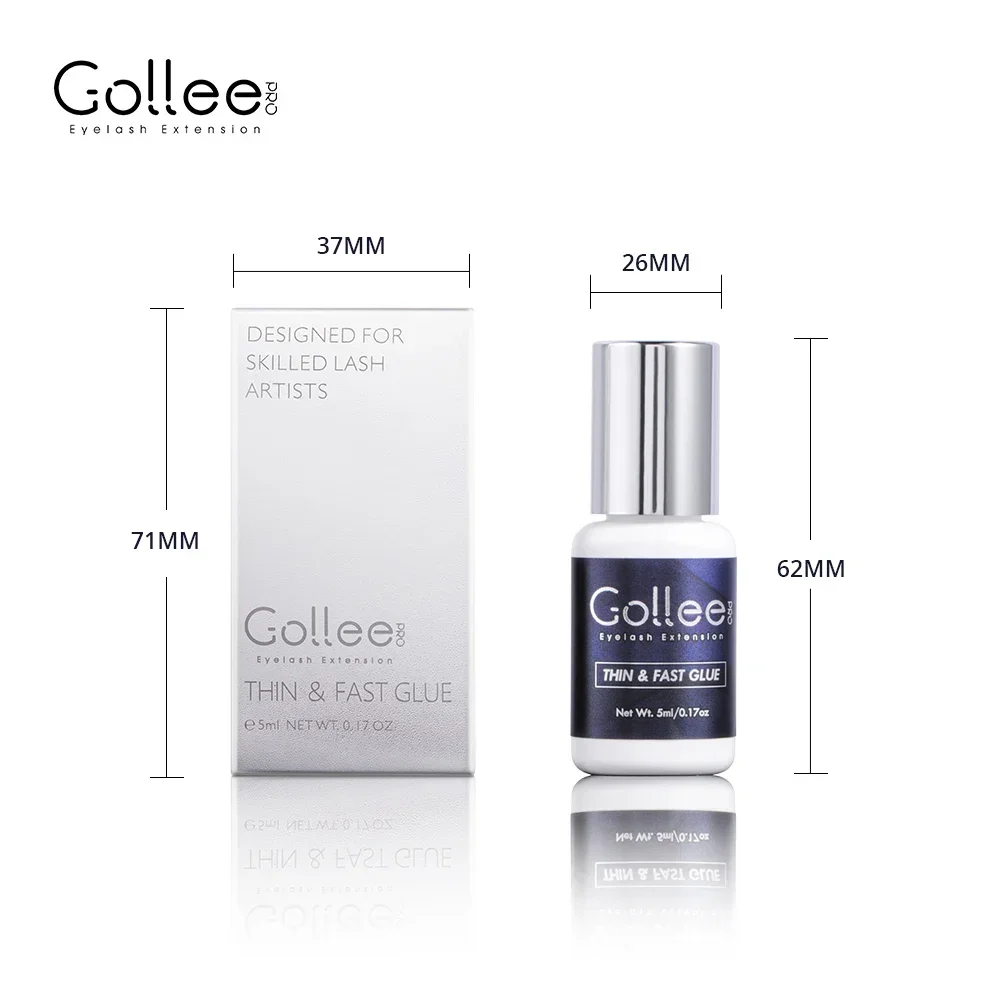 Gollee Glue for Eyelash Extensions 5PCS 5ML Ethanol Primer Cleaning Lash Extension Supplies Lash Glue Super Bonder Makeup Tools