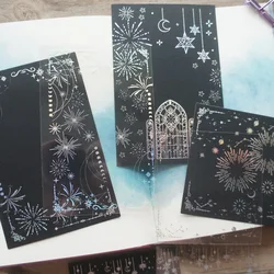 10pcs Black Paper and PVC Silver Laser Frame Style Sticker Scrapbooking DIY Gift Decoration Tag