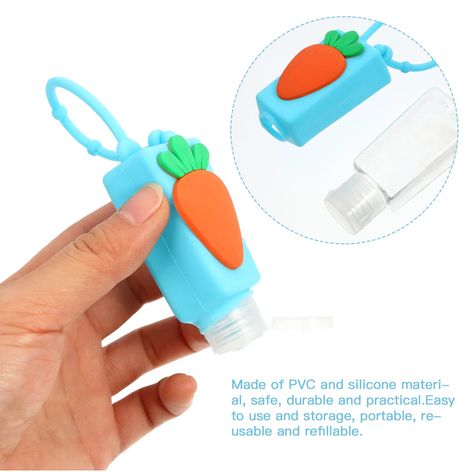 4 個 30 ミリリットルハンドホルダー素敵なフルーツパターンの空のトラベルボトル再利用可能なシリコーン液体ボトルケース用