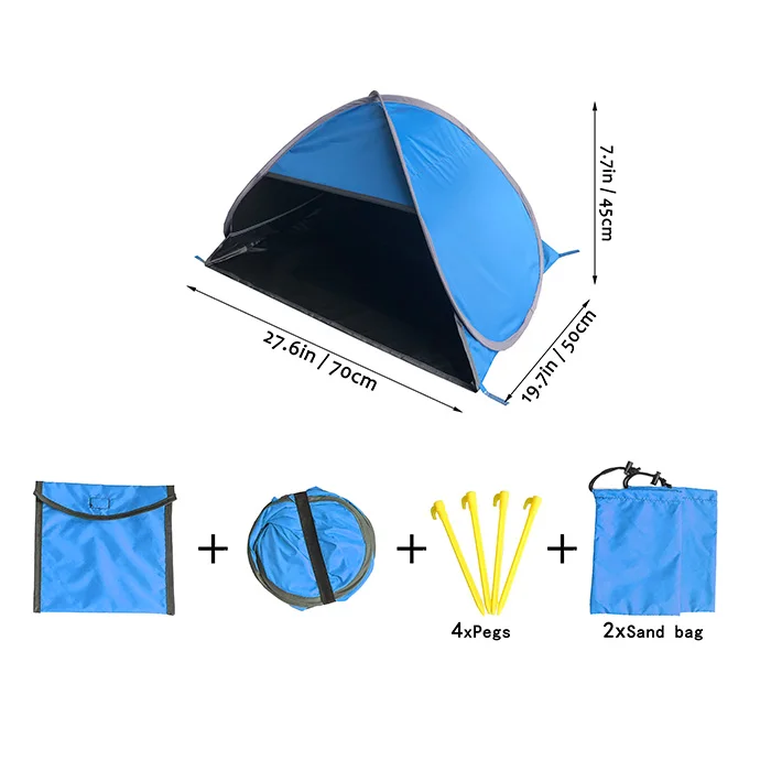 Pop Up Head Tent Automatic Portable Small Beach Tent with Two Sand Bags Pet Shade for Dogs/Cats