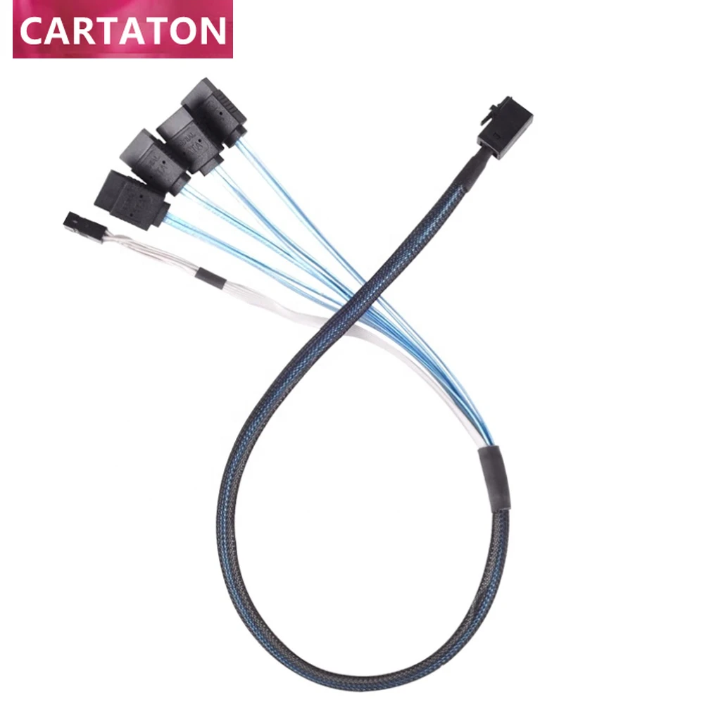 Internal Mini SAS HD SFF-8643 to 4 SATA 7-Pin with Sideband Data Cable