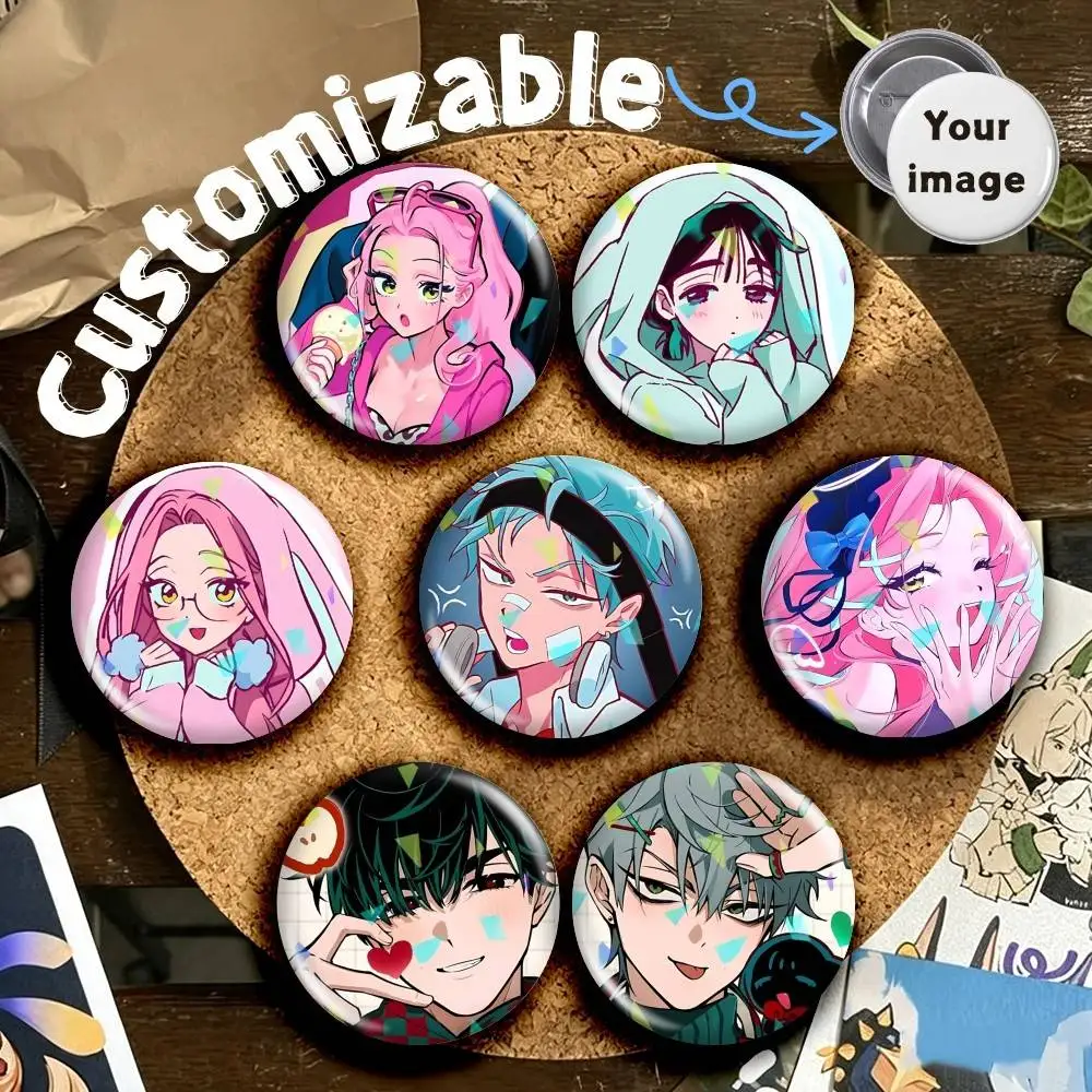 Ivan Anime A-ALNST Till STAGE  Customizable Round Brooch Pins, Personalized Badges With Broken Glass Design Fashion Accessory
