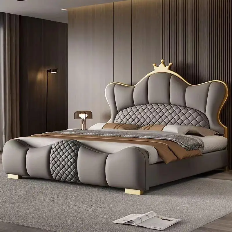 Bedroom Furniture Soft Up-holstered Beds Full Size Double Bed Frame Leather Set Design Queen Latest