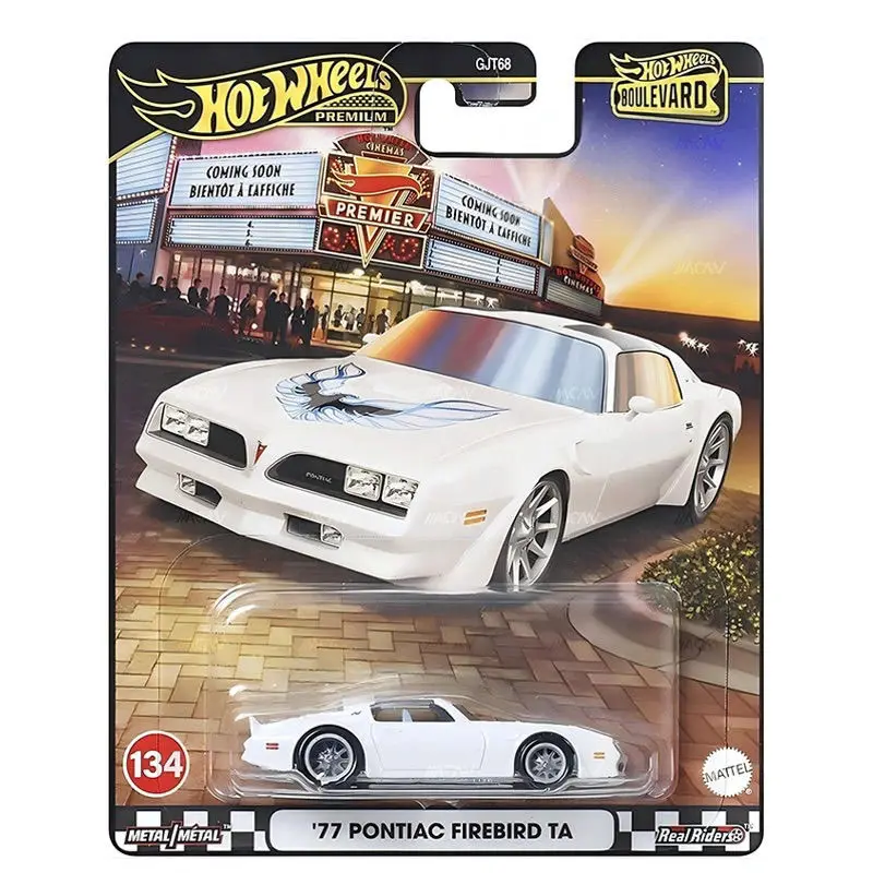 Original Hot Wheels Premium Car Boulevard 1/64 juguetes fundidos a presión para niños 77 Pontiac Firebird TA vehículos aleación modelo regalo GJT68-134