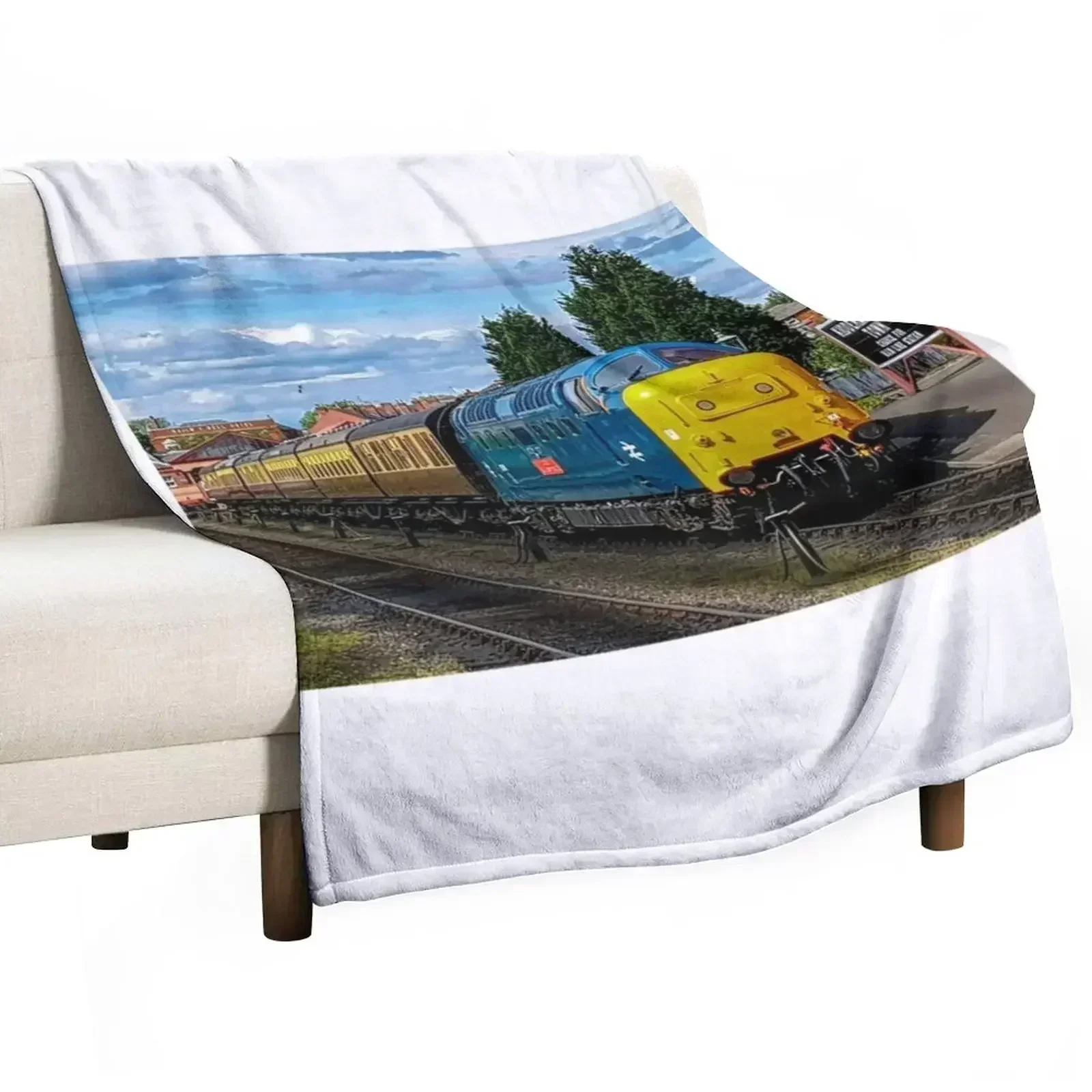 Плед Deltic класса 55 на станции Кидерминстер Северн-Вэлли, теплый и удобный плед для офисного сна.
