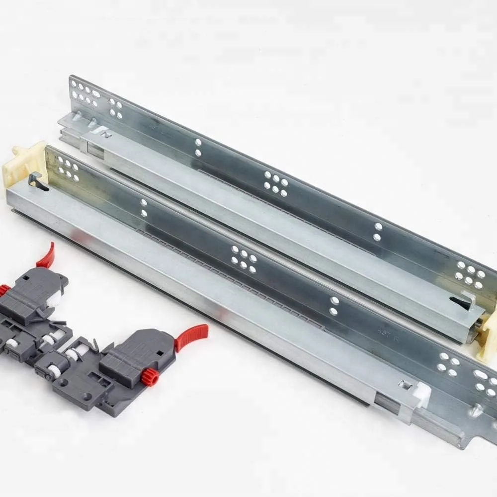 Guide sottopiano a estensione completa con chiusura ammortizzata per armadi da 18 pollici, montaggio a scomparsa, set di doppie tripli