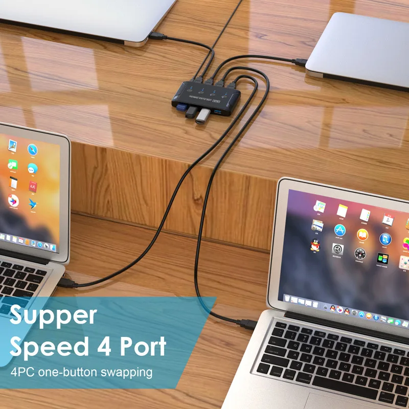 USB 3.0 Switcher Selector Box 4 Port Sharing 4 Devices for Keyboard Mouse Scanner Printer Kvm Switch