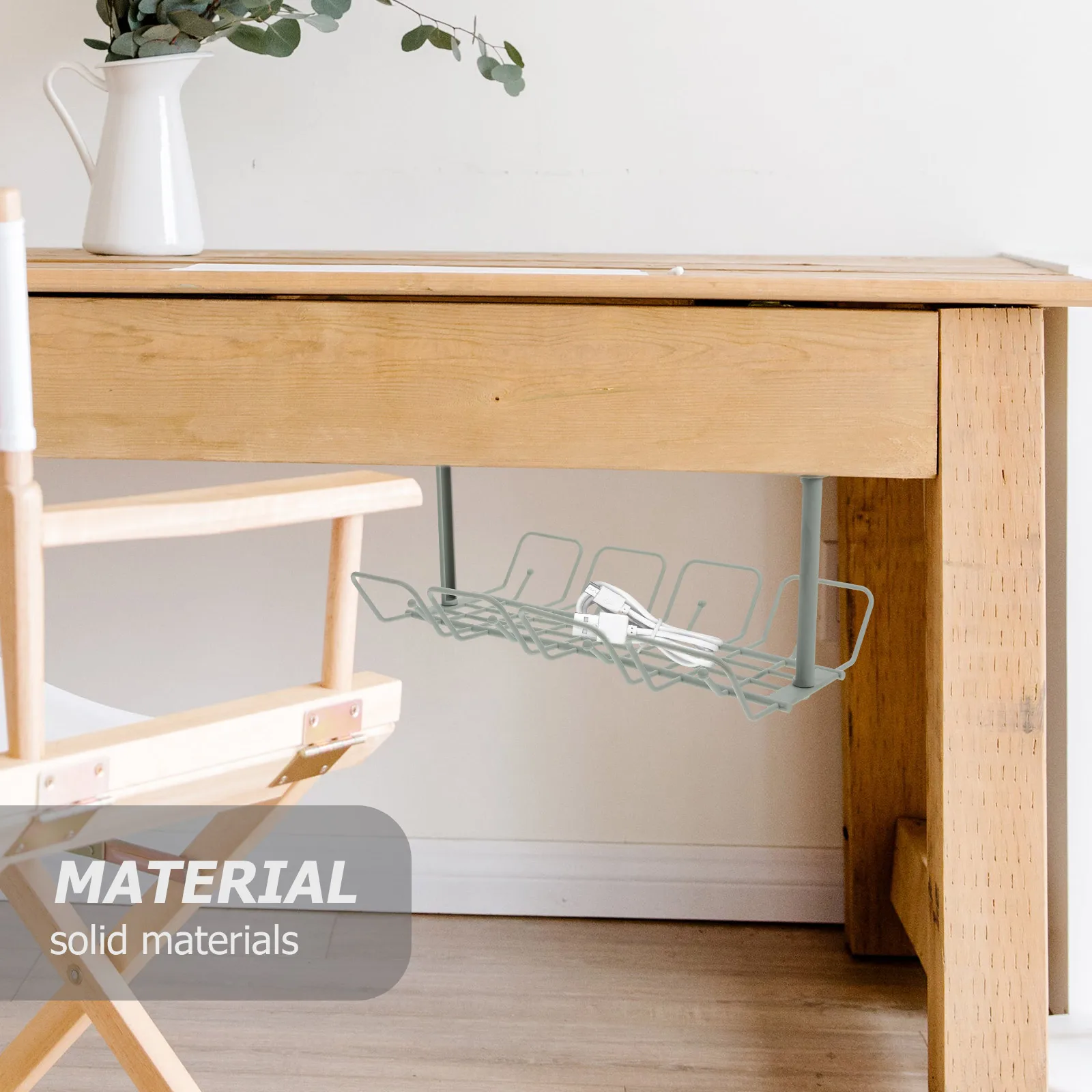 2 قطعة منظم الكابلات المكتبية تحت إدارة الطاولة سلة معلقة متينة تصميم علبة الأسلاك لا يتطلب إدارة الكابلات #2