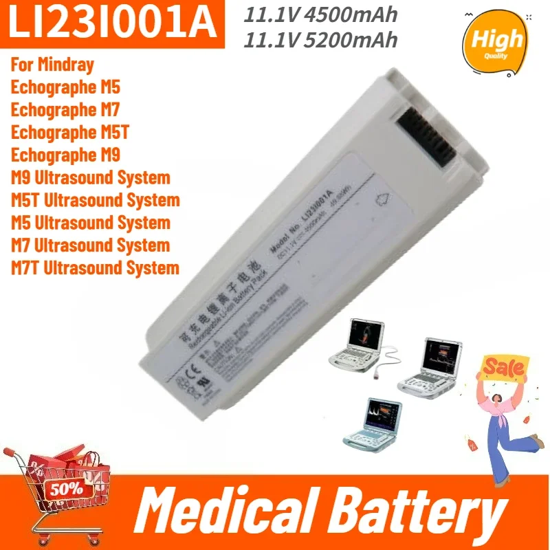 

100% New High Quality LI23I001A Medical Battery 11.1V 4500mAh 5200mAh for Mindray Echographe M5 M7 M9 M5T M7T Ultrasound System