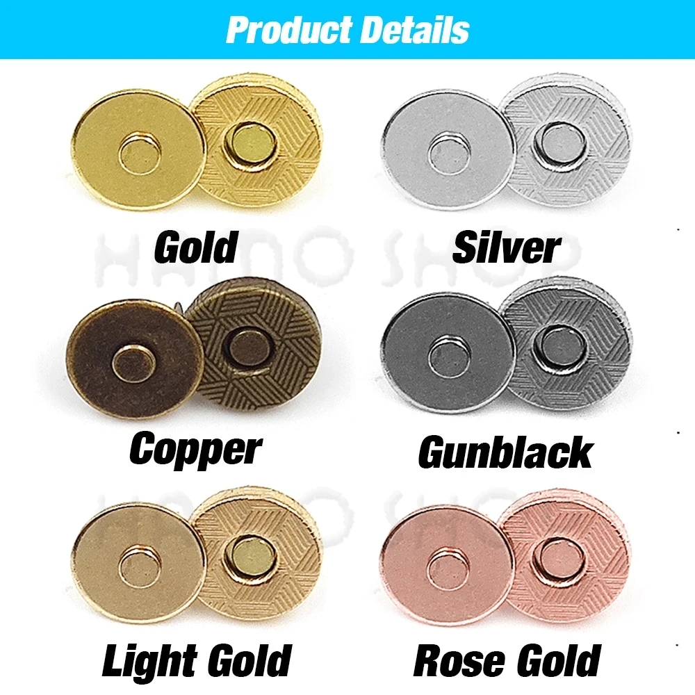 10sets/lot 10mm-18mm Magnetic Button Bags Wallet Buttons Snap Magnet Buckle Metal Snaps Magnetic Clasp Installation Moulds Dies