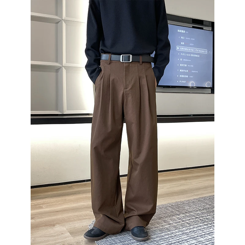 

Мужские брюки большого размера коричневого цвета, модные черные классические брюки в корейском стиле, широкие брюки для офиса, формальные брюки 5XL